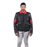 Men’s Black Redline Crest Leather Jacket