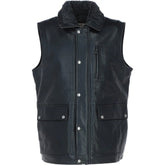Men's Black Shearling-Lined Leather Utility Vest