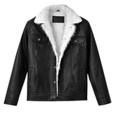 Men’s Black Shearling Collar Leather Jacket