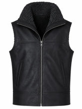 Men's Black Shearling Leather Vest