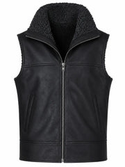 Men's Black Shearling Leather Vest