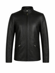 Men’s Black Standard Leather Jacket Front