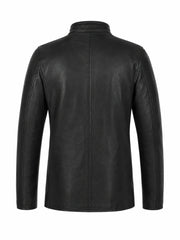 Men’s Black Standard Leather Jacket Back