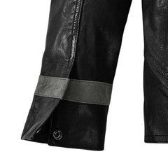 Men’s Black Utility Leather Field Jacket with Chest Pocket
