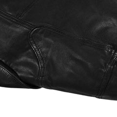 Men’s Black Utility Leather Field Jacket with Chest Pocket