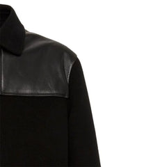 Men's Black Wool Leather Trimmed Jacket