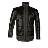 Men’s Black and Charcoal Quilted Hybrid Leather Jacket