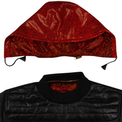 Men’s Black and Red Hooded Leather Jacket