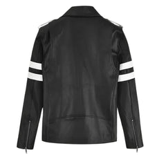 Men’s Black and White Striped Leather Jacket
