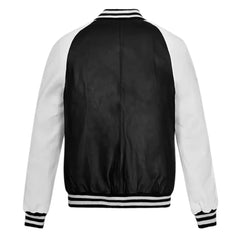 Men’s Black and White Varsity Leather Jacket