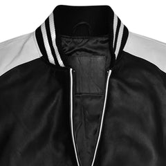 Men’s Black and White Varsity Leather Jacket