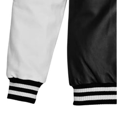 Men’s Black and White Varsity Leather Jacket