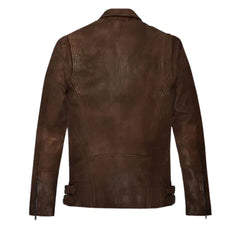Men’s Brown Asymmetrical Leather Jacket