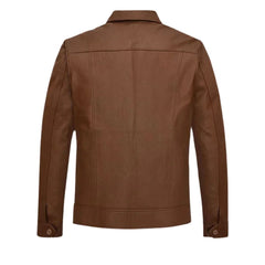Men’s Brown Button-Up Leather Jacket