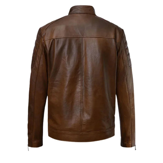 Men’s Brown Casual Shoulder Leather Jacket