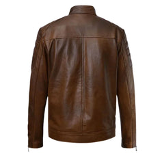 Men’s Brown Casual Shoulder Leather Jacket