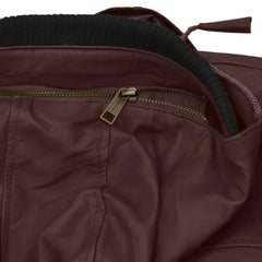 Men’s Brown Hooded Leather Bomber Jacket