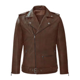 Men’s Brown Lapel Leather Jacket
