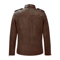Men’s Brown Lapel Leather Jacket