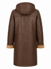 Men's Brown Leather Duffle Coat