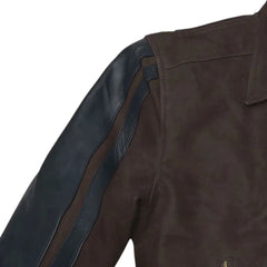 Men’s Dark Brown Leather Jacket with Dual Zippers