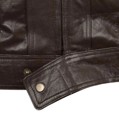 Men’s Brown Leather Jacket with Front Flap Pockets