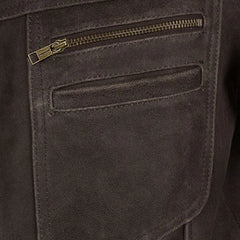 Men’s Brown Leather Jacket with Shirt Collar