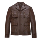 Men’s Brown Multi-Pocket Standard Leather Jacket