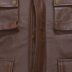 Men’s Brown Multi-Pocket Standard Leather Jacket