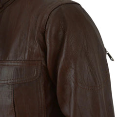 Men’s Brown Quilted Field Leather Jacket