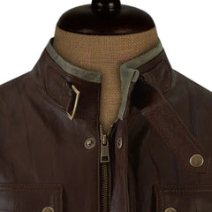 Men’s Brown Quilted Field Leather Jacket