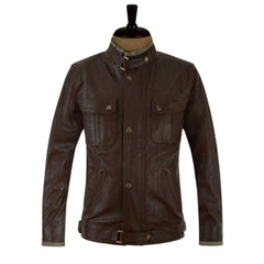 Men’s Brown Quilted Field Leather Jacket