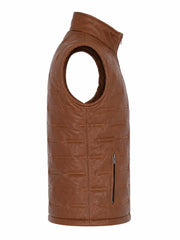 Men's Brown Quilted Leather Vest