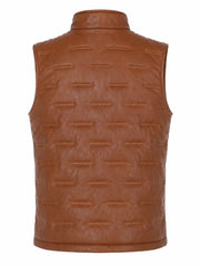 Men's Brown Quilted Leather Vest