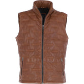 Men's Brown Quilted Leather Vest