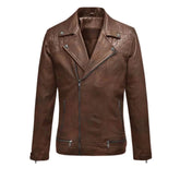 Men’s Brown Quilted Shoulder Leather Jacket