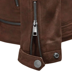 Men’s Brown Quilted Shoulder Leather Jacket