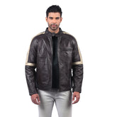 Men’s Brown Ridgeband Leather Jacket