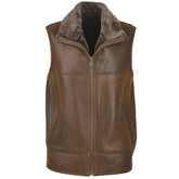 Men's Brown Shearling-Lined Leather Vest