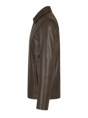 Men’s Brown Sheepskin Leather Jacket Left