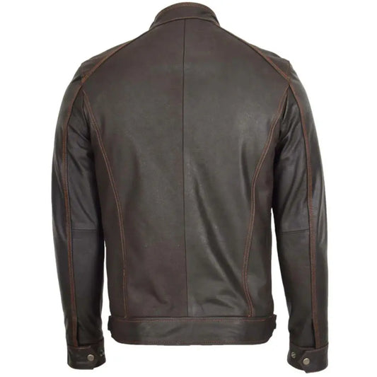 Men’s Brown Slim Fit  Biker Leather Jacket