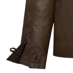 Men’s Brown Stand Collar Leather Jacket