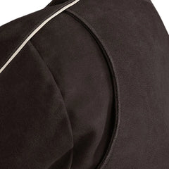 Men’s Brown Suede Leather Jacket with Red and White Stripes