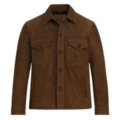 Men’s Brown Suede Leather Shirt Jacket