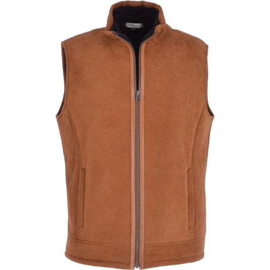 Men's Brown Suede Shearling-Lined Leather Vest