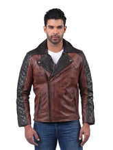 Men’s Brown and Black Leather Jacket Front
