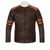 Men’s Brown and Tan Striped Leather Jacket