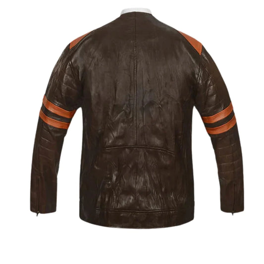 Men’s Brown and Tan Striped Leather Jacket