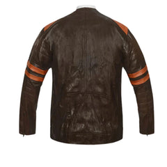 Men’s Brown and Tan Striped Leather Jacket