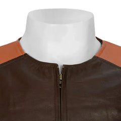 Men’s Brown and Tan Striped Leather Jacket